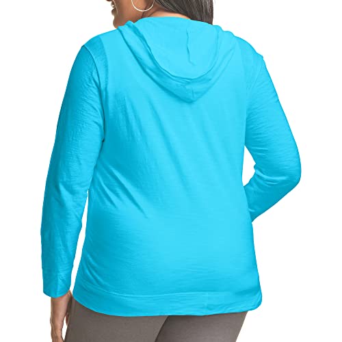 Just My Size Women's Full Zip Jersey Hoodie, Process Blue, 2X - Image 2
