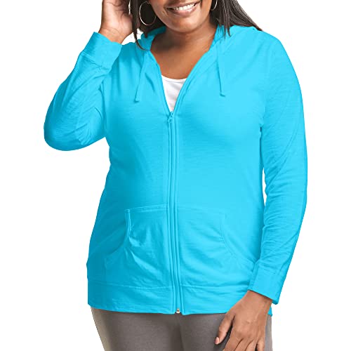 Just My Size Women's Full Zip Jersey Hoodie, Process Blue, 2X - Image 1