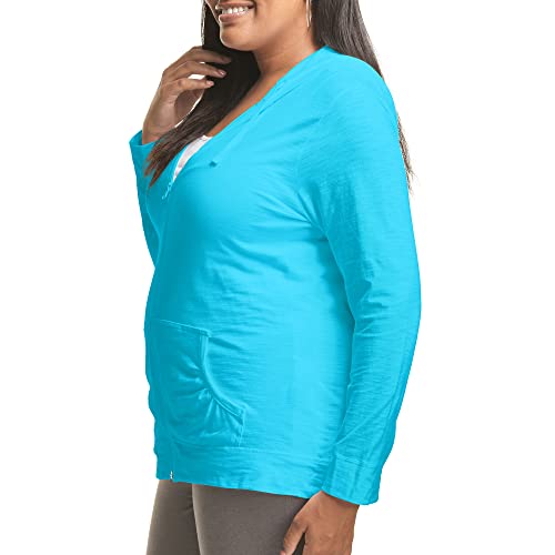 Just My Size Women's Full Zip Jersey Hoodie, Process Blue, 2X - Image 3