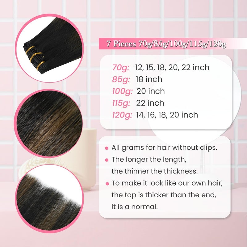 Aison Clip in Hair Extensions 70G Dark Brown to Chestnut Brown 100% Remy Human Hair Clip in Extensions 18 Inch Silky Straight 7pcs 16clips brown hair extensions clip ins - Image 5