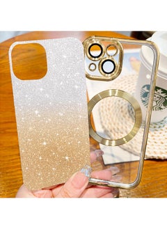 ShebSheb iPhone 15 Plus Case Clear Magnetic Glitter Phone Cases [Compatible with MagSafe] Full Camera Lens Protector Slim Gradient Sparkle Luxury Plating Shockproof Protective Cover Women  - Image 2