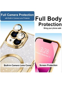 ShebSheb iPhone 15 Plus Case Clear Magnetic Glitter Phone Cases [Compatible with MagSafe] Full Camera Lens Protector Slim Gradient Sparkle Luxury Plating Shockproof Protective Cover Women  - Image 3