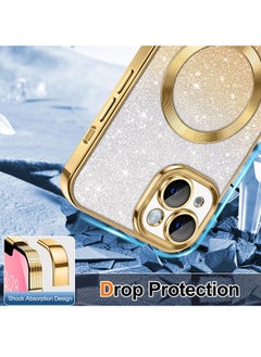 ShebSheb iPhone 15 Plus Case Clear Magnetic Glitter Phone Cases [Compatible with MagSafe] Full Camera Lens Protector Slim Gradient Sparkle Luxury Plating Shockproof Protective Cover Women  - Image 4