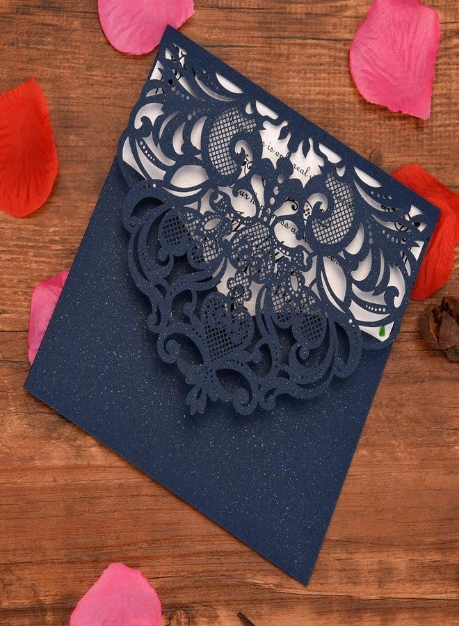 FOMTOR Navy Blue Laser Cut Invitations 50 Pack Laser Cut Wedding Invitations Card Kit with Blank Printable Paper and Envelopes for Wedding,Birthday Parties,Baby Shower - Image 4
