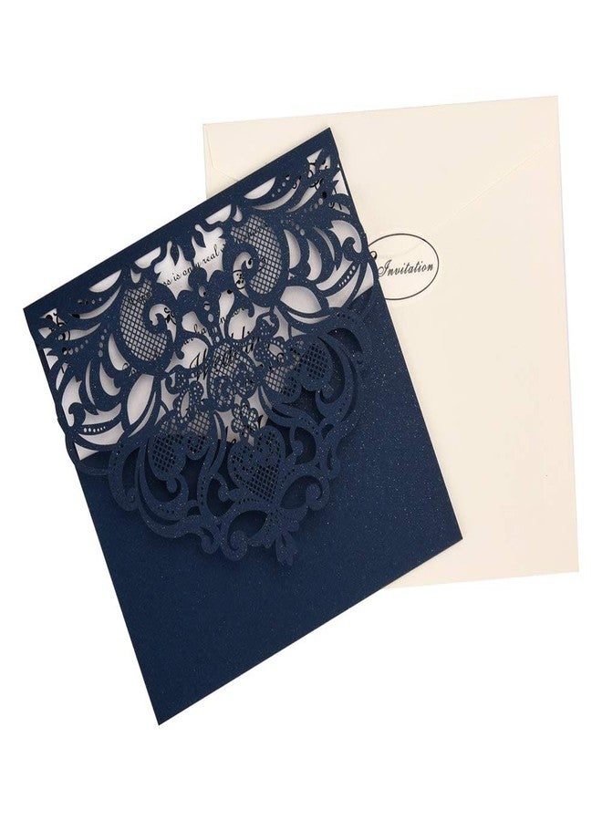 FOMTOR Navy Blue Laser Cut Invitations 50 Pack Laser Cut Wedding Invitations Card Kit with Blank Printable Paper and Envelopes for Wedding,Birthday Parties,Baby Shower - Image 5