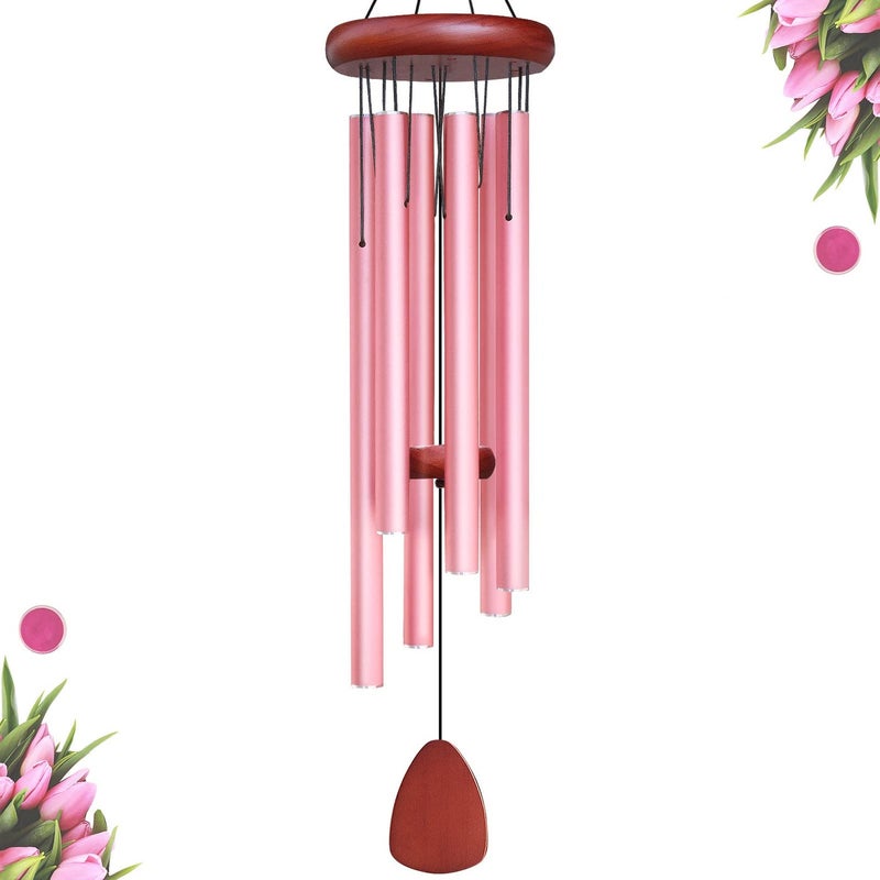 WENANA Large Wind Chimes Outside Soothing Melodic Aluminium Memorial Sympathy Wind Chime Suitable Outdoor Garden Patio Decor Gift for Mom Women Neighbors 36 Inches Pink