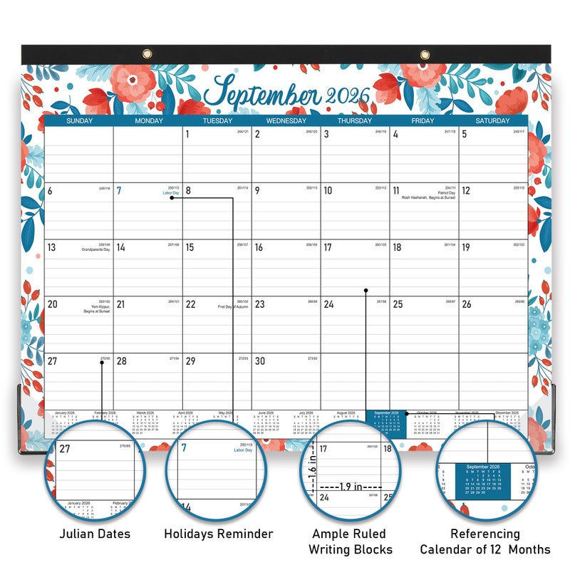 MaaIbok 2026 Desk Calendar - Calendar from January 2026 - December 2026,12 Months Desk Pad Calendar, 14.8" x 11.4", Desk Pad, Large Ruled Blocks - Image 3