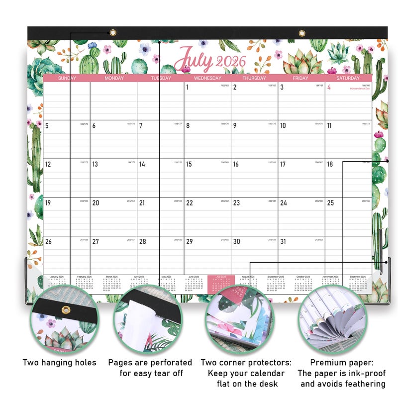 MaaIbok 2026 Desk Calendar - Calendar from January 2026 - December 2026,12 Months Desk Pad Calendar, 14.8" x 11.4", Desk Pad, Large Ruled Blocks - Image 4