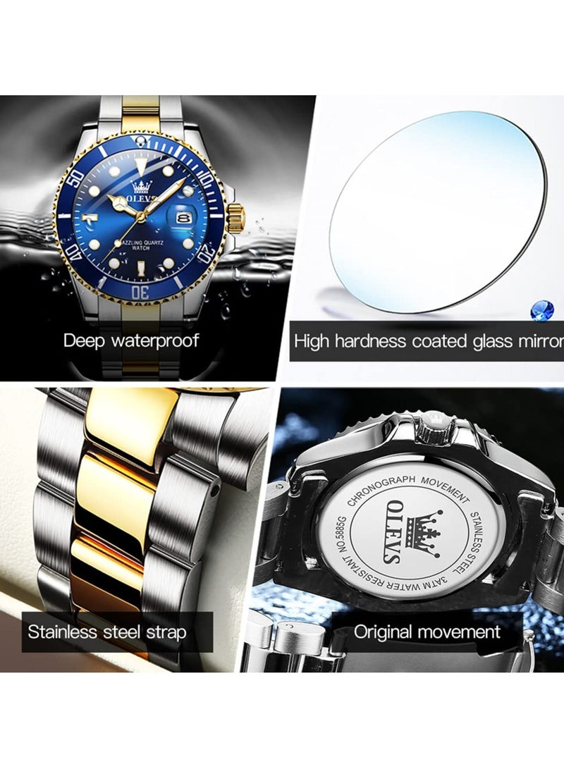 OLEVS Classic Big Face Wrist Watches,Men Business Watches Dress Watch with Day Luminous Men Stainless Steel Wristwatch - Image 5