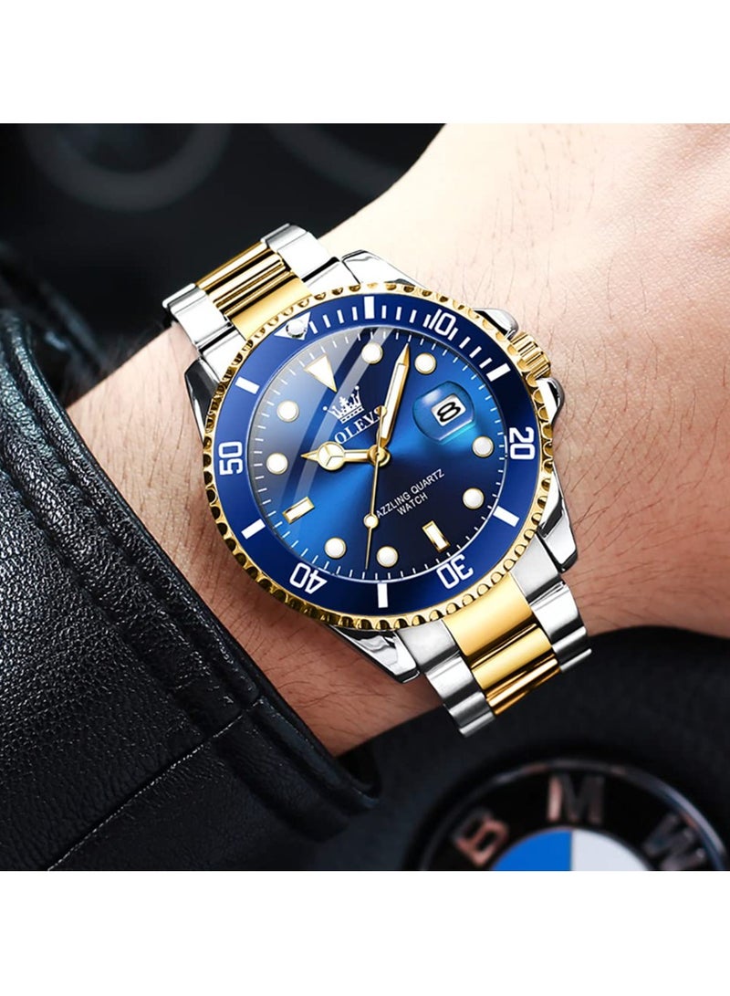 OLEVS Classic Big Face Wrist Watches,Men Business Watches Dress Watch with Day Luminous Men Stainless Steel Wristwatch - Image 3