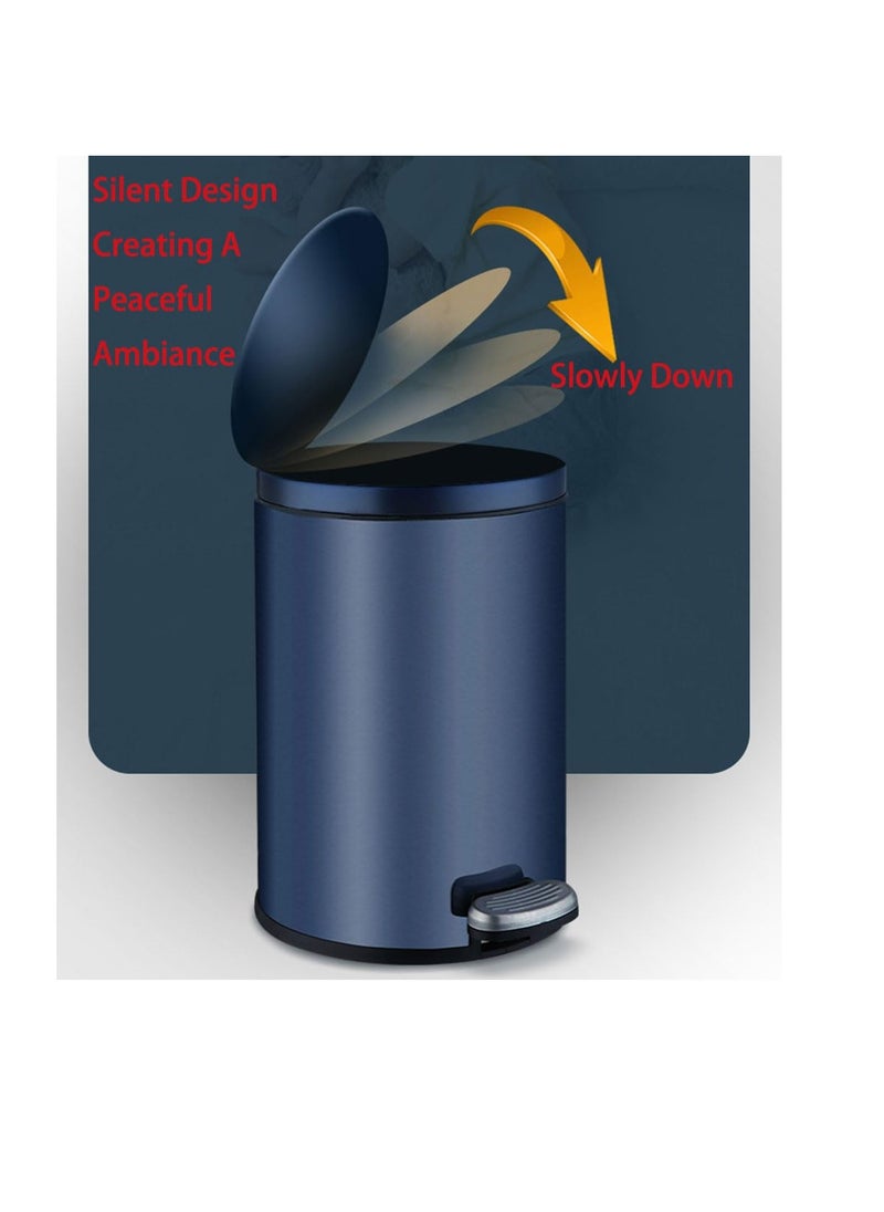 Generic - Stainless Steel Double Layer Dustbin with Pedal and Lid For Bathroom Kitchen,Silent Lidded Trash Bin,Fingerprint-Proof Modern Garbage Can,Round Bucket with Handle for Home Office (Black, 12L) - Image 1