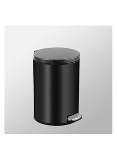Generic Stainless Steel Double Layer Dustbin with Pedal and Lid For Bathroom Kitchen,Silent Lidded Trash Bin,Fingerprint-Proof Modern Garbage Can,Round Bucket with Handle for Home Office (Black, 12L)  - Image 1