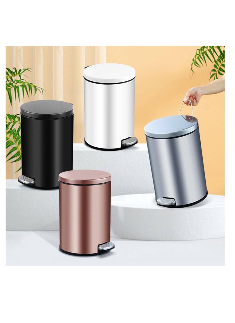 Generic - Stainless Steel Double Layer Dustbin with Pedal and Lid For Bathroom Kitchen,Silent Lidded Trash Bin,Fingerprint-Proof Modern Garbage Can,Round Bucket with Handle for Home Office (Black, 12L) - Image 1