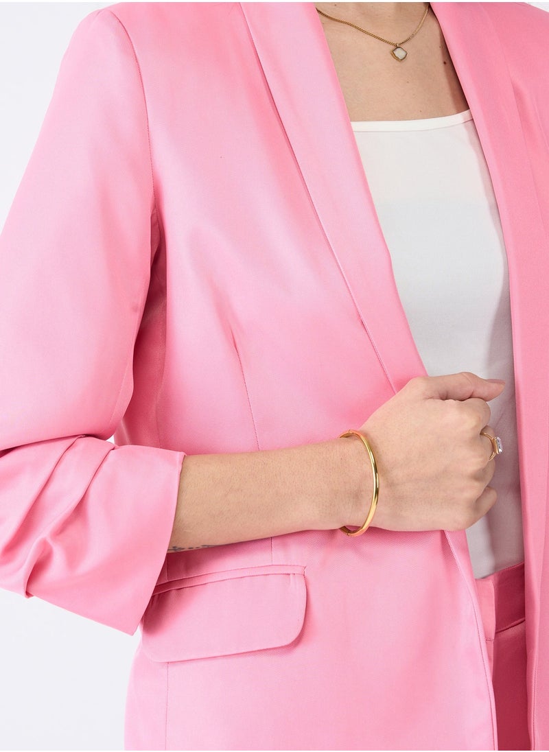 Salt Attire Women's Elegant Full-Sleeve Pink Blazer - Tailored Fit, Premium Polyester Jacket for Office, Events, and Versatile Style  - Image 2