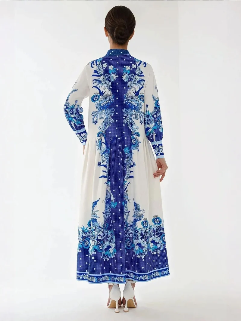 HICCUP Printed Long Sleeve Maxi Dress