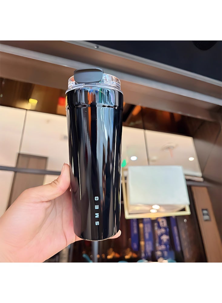 سميج SMEG كوب قهوة سفر بسعة 550 مل – فولاذ مقاوم للصدأ 316 فاخر، ترمس معزول فراغيًا بدرجة غذائية، مناسب للمشروبات الساخنة والباردة (أسود) - Image 4