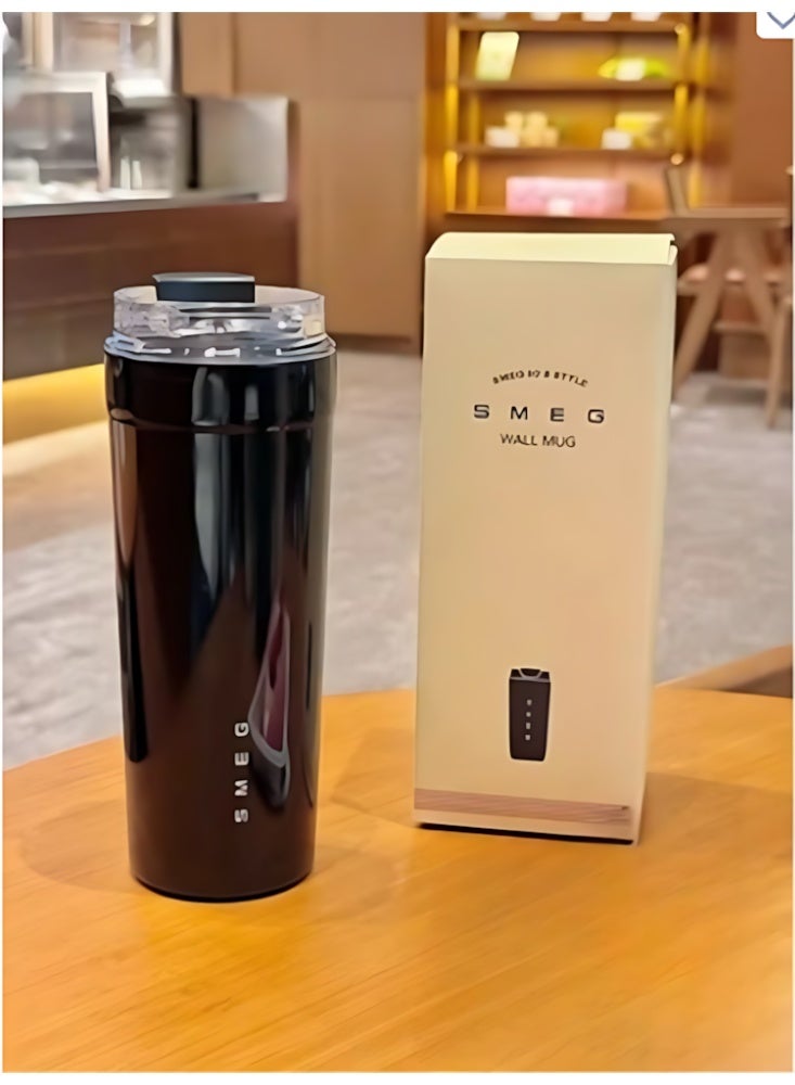 سميج SMEG كوب قهوة سفر بسعة 550 مل – فولاذ مقاوم للصدأ 316 فاخر، ترمس معزول فراغيًا بدرجة غذائية، مناسب للمشروبات الساخنة والباردة (أسود) - Image 2