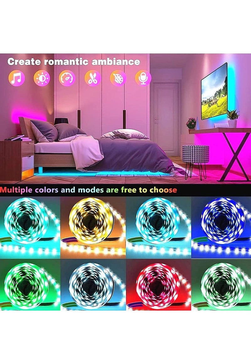 كول بيبي غرفة نوم مصباح LED 100 قدم ( 2 لفة 50 قدم ) الموسيقى متزامن مع تغيير لون الشريط مصباح ، RGB الشريط مع جهاز التحكم عن بعد والتحكم في التطبيق ، وتستخدم لتزيين غرفة الأسرة الطرف  - Image 5