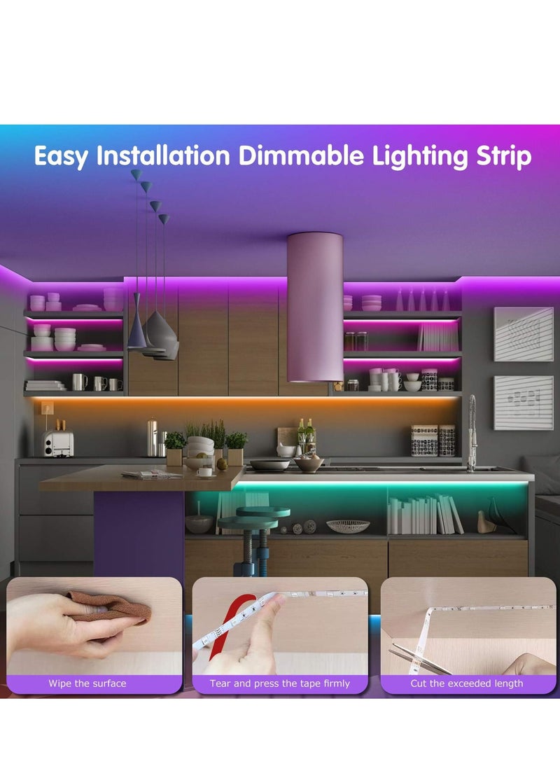 COOLBABY Led Lights for Bedroom 100ft (2 Rolls of 50ft) Music Sync Color Changing Strip Lights with Remote and App Control RGB Strip, for Room Home Party Decoration
