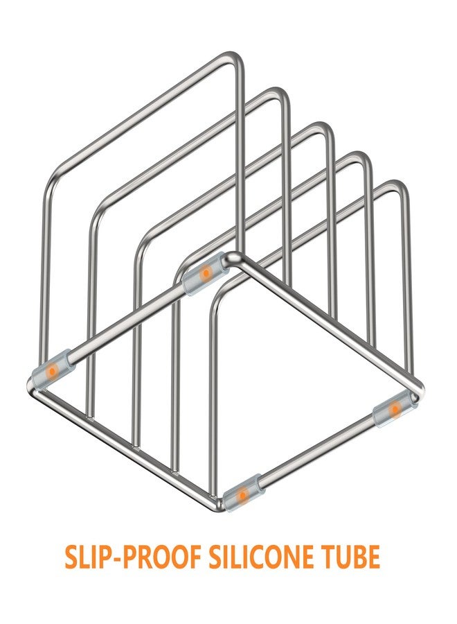 KORRTFID Cutting Board Holder Stand, Chopping Board Storage Rack, Cutting Board Organizer, 304 Stainless Steel Chopping Board Holder, Cookie Sheets Organizer 1.0+1.2 Inch Width Slots(Large) - Image 3
