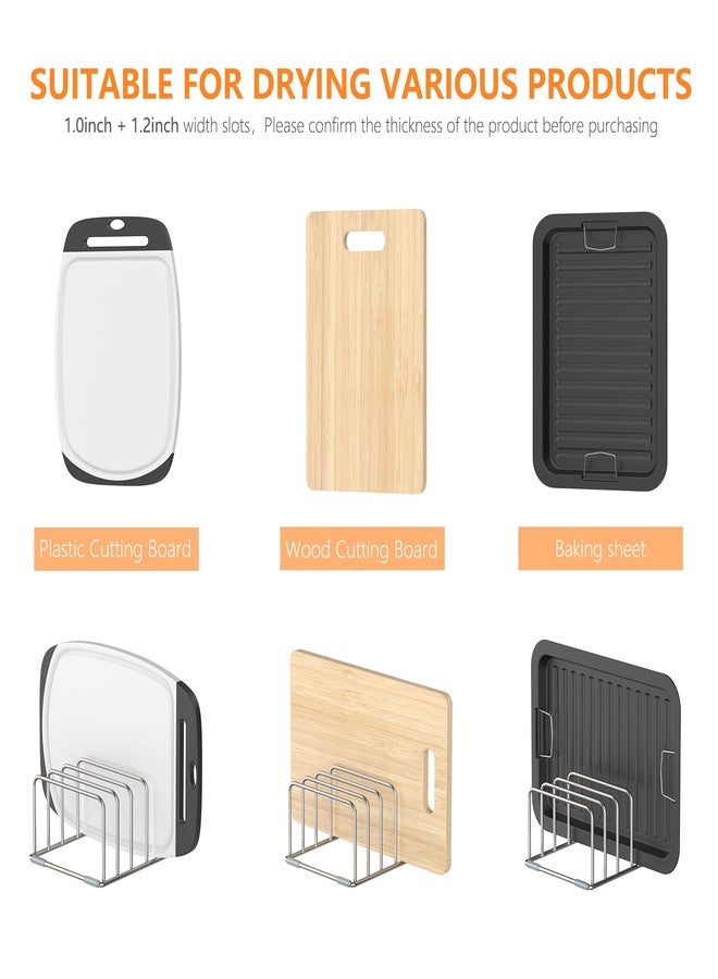 KORRTFID Cutting Board Holder Stand, Chopping Board Storage Rack, Cutting Board Organizer, 304 Stainless Steel Chopping Board Holder, Cookie Sheets Organizer 1.0+1.2 Inch Width Slots(Large) - Image 4