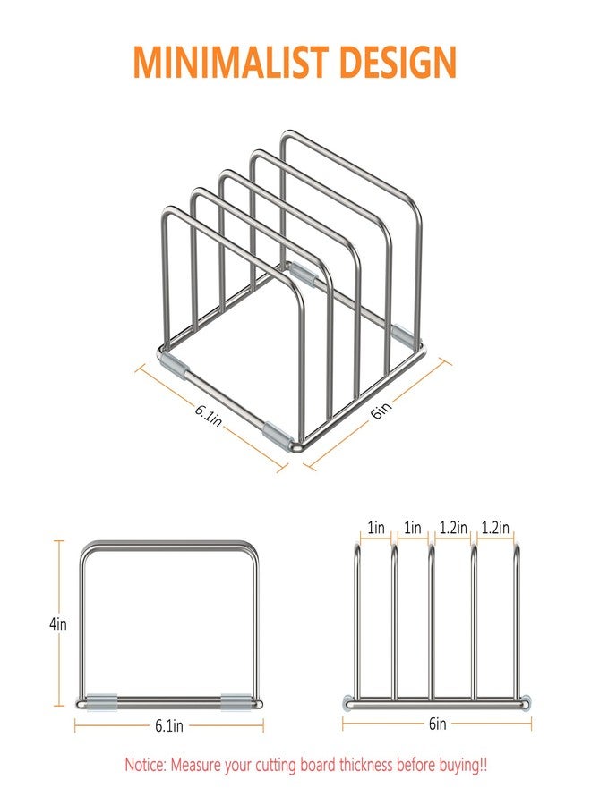 KORRTFID Cutting Board Holder Stand, Chopping Board Storage Rack, Cutting Board Organizer, 304 Stainless Steel Chopping Board Holder, Cookie Sheets Organizer 1.0+1.2 Inch Width Slots(Large) - Image 2