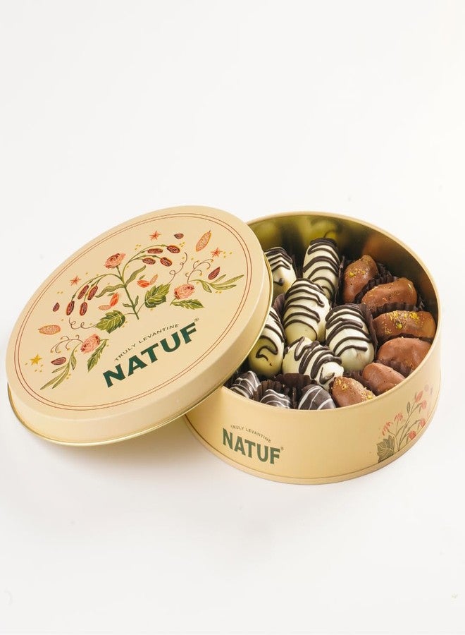 NATUF Assorted Chocolated Coated Dates & Nuts Gift Box | Luxurious Middle Eastern Treat | Premium Chocolate Dates Sweet Gift Box for Gifting & Snacking | 100% Plant-Based Healthy Snack | (300g) - Image 1