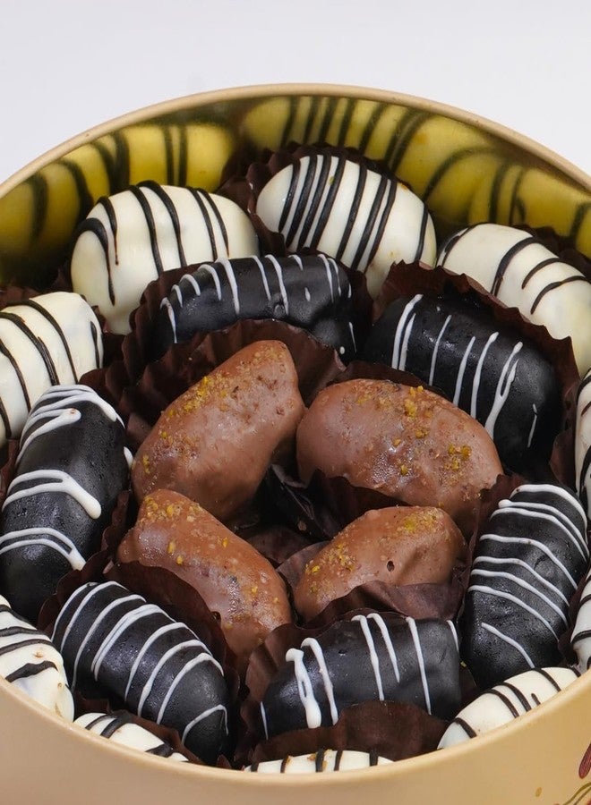 NATUF Assorted Chocolated Coated Dates & Nuts Gift Box | Luxurious Middle Eastern Treat | Premium Chocolate Dates Sweet Gift Box for Gifting & Snacking | 100% Plant-Based Healthy Snack | (300g) - Image 3