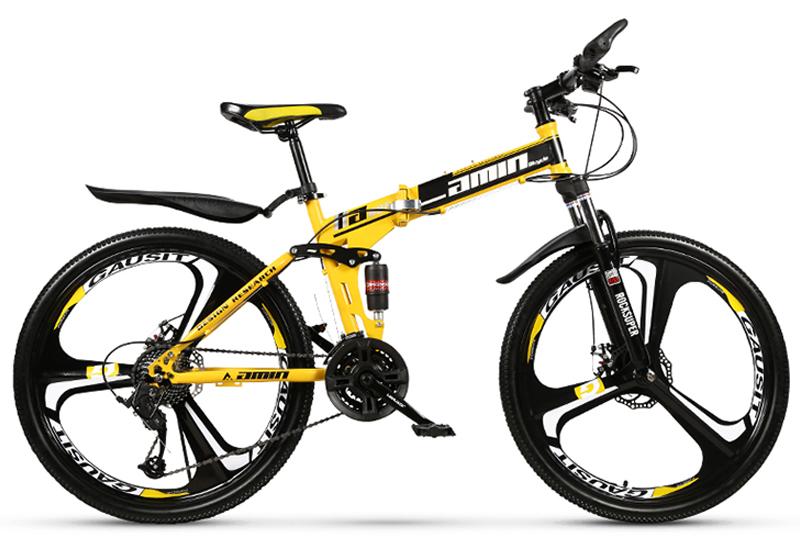 amin Folding Mountain Bike Foldable/Unfoldable Bike 26 Inch for Adult,24-Speed Dual Suspension Foldable Bicycle,Dual Disc Brake Folding Bikes for Men Women,Shock Absorption,3-Blade Wheel - Image 1