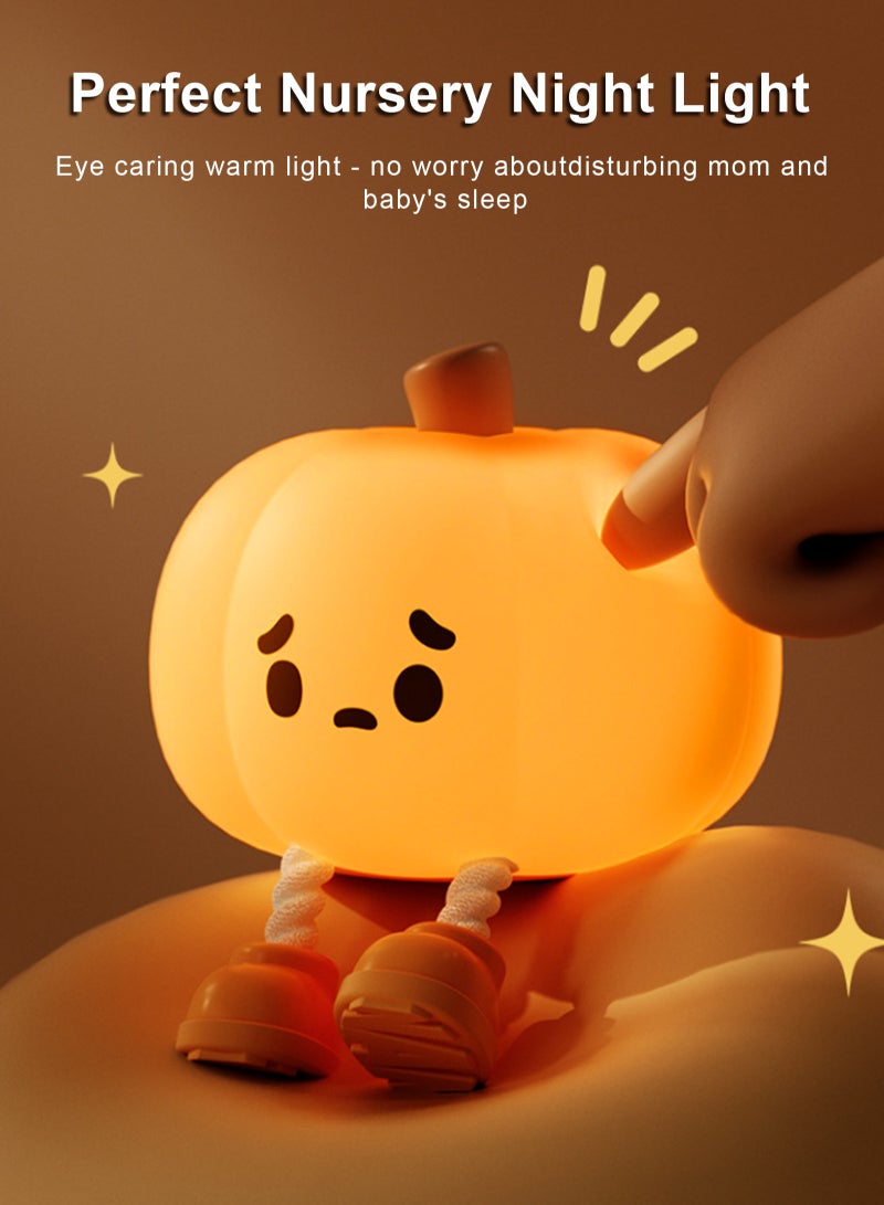 URbazaar Pumpkin Night Light, Cute LED Lamp, Silicone Dimmable Nursery Nightlight for Kids, Silicone Rechargeable Bedside Touch Lamp, Funny Office Desk and Halloween Decor for Woman and Kids - Image 3