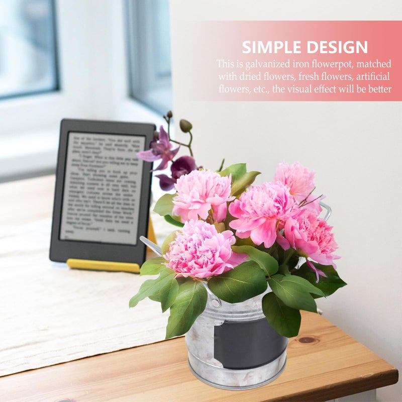 Galvanized Metal Planter Bucket For Garden Storage Indoor Outdoor Farmhouse Decor - Image 5
