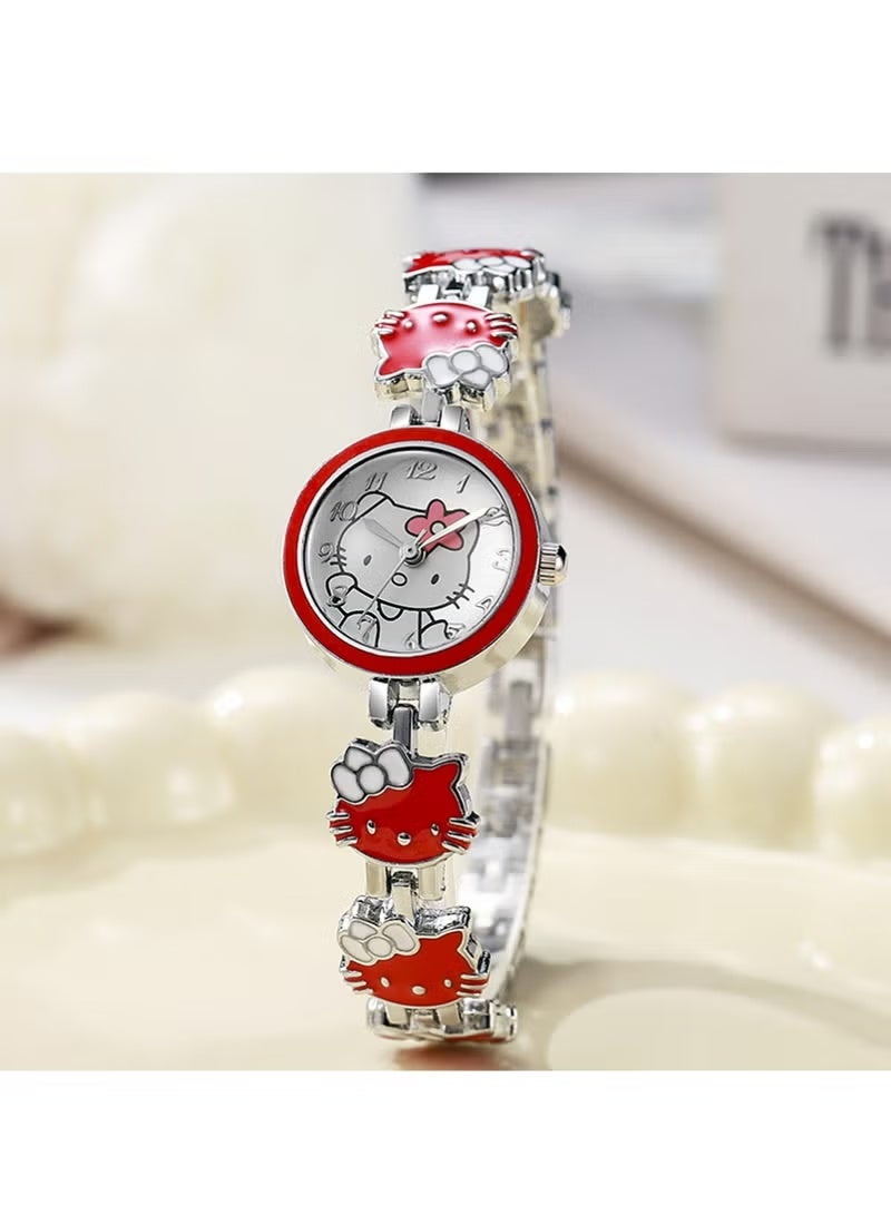 Hello Kitty 2pcs Fashionable And Cute Kid Children's Bracelet Steel Strap Watch - Image 4