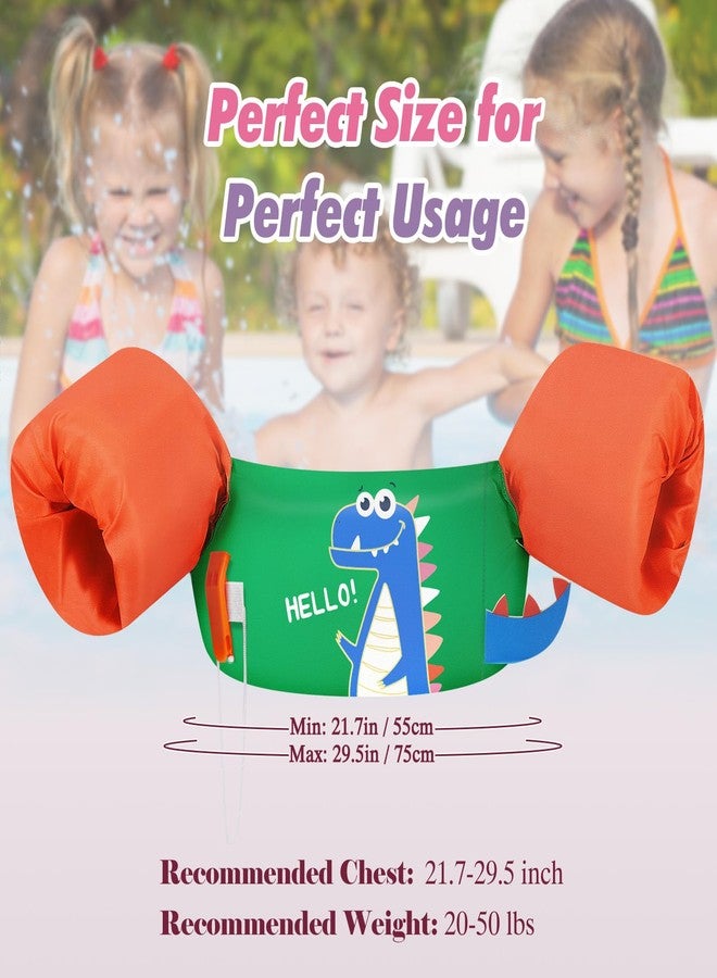 HeySplash Kids Swimming Vest, Toddler Floaties Fit 22-44 Lbs, Puddle Kids Jumper with Adjustable Strap, Swim Jacket Water Wing Baby Arm Floats,Sea Beach Swim Aid for 1-6 Years, Green Orange Dinosaur - Image 5