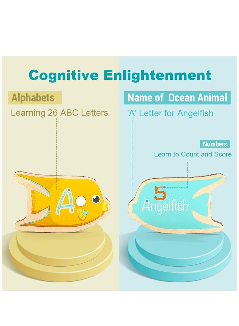 Zikra Montessori Fishing Game, Toddler Magnetic Toys Wooden Fishing Toys Learning Fishing Toy Preschool Fishing Activity Child Fishing Toy Preschool Montessori Game Wooden Toys for 2-8 Years Old Girls Boys - Image 3