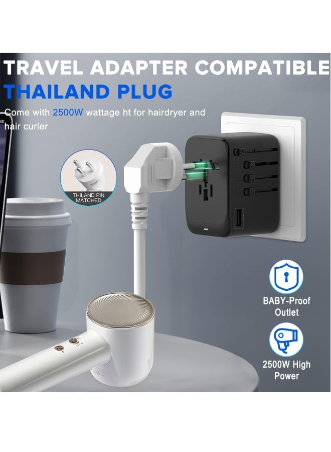 Universal Travel Adapter, GaN 100W International Charger with 1 USB Ports  4 USB-C PD Fast Charging Adaptor, Worldwide Wall Charger （Type A/C/G/I） - Image 5