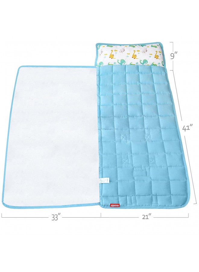 Moonsea Moonsea Nap Mat for Toddlers Dinosaur with Pillow and Fleece Minky Blanket, Lightweight Perfect for Kids Preschool, Daycare, Travel Sleeping Bag Boys Girls, 21" x 50" Fit on a Standard Cot  - Image 4