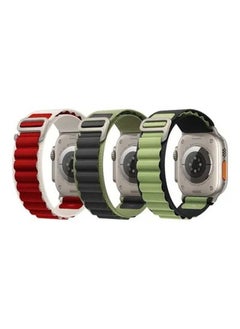 3Pack for Apple Watch Alpine Loop Band 49mm/45mm/44mm Nylon Woven Sport Strap Compatible with iWatch Series 8/Ultra/7/SE/6/5/4/3/2/1 Red, White /Green, Black/Black, Green