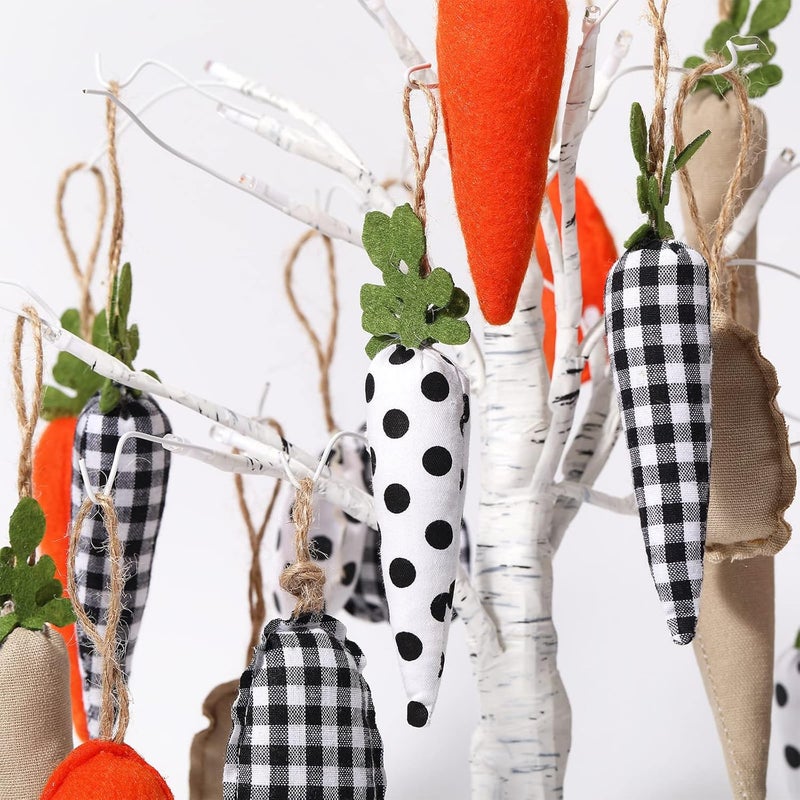 Boyiee 24 Pieces Farmhouse Easter Decor Easter Ornaments for Small Tree Rustic Carrots Eggs Ornaments Fabric Mini Carrots Eggs Seasonal Spring Vintage Holy Week Basket Tiered Tray Decorations - Image 4