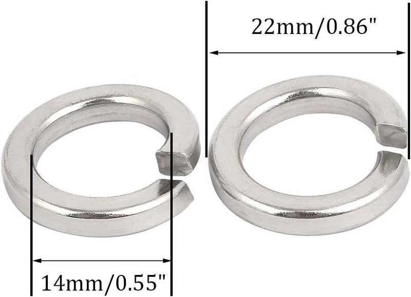 NACX M14 Split Lock Washer, 304 Stainless Steel Spring Lock Washer, 50Pcs - Image 2