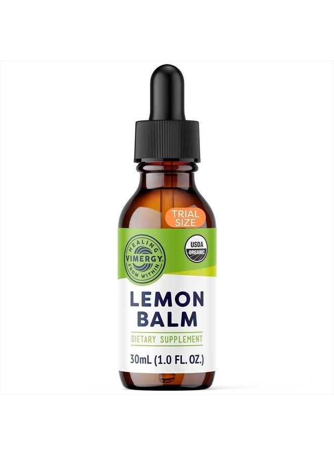 Vimergy مستخلص بلسم الليمون العضوي من وزارة الزراعة الأمريكية، 30 حصة – يدعم الشعور بالهدوء والاسترخاء – تخفيف من التوتر العصبي العرضي – خالي من الكحول – خالي من الغلوتين، غير معدل وراثيًا، كوشير، نباتي و باليو (30 مل) - Image 1