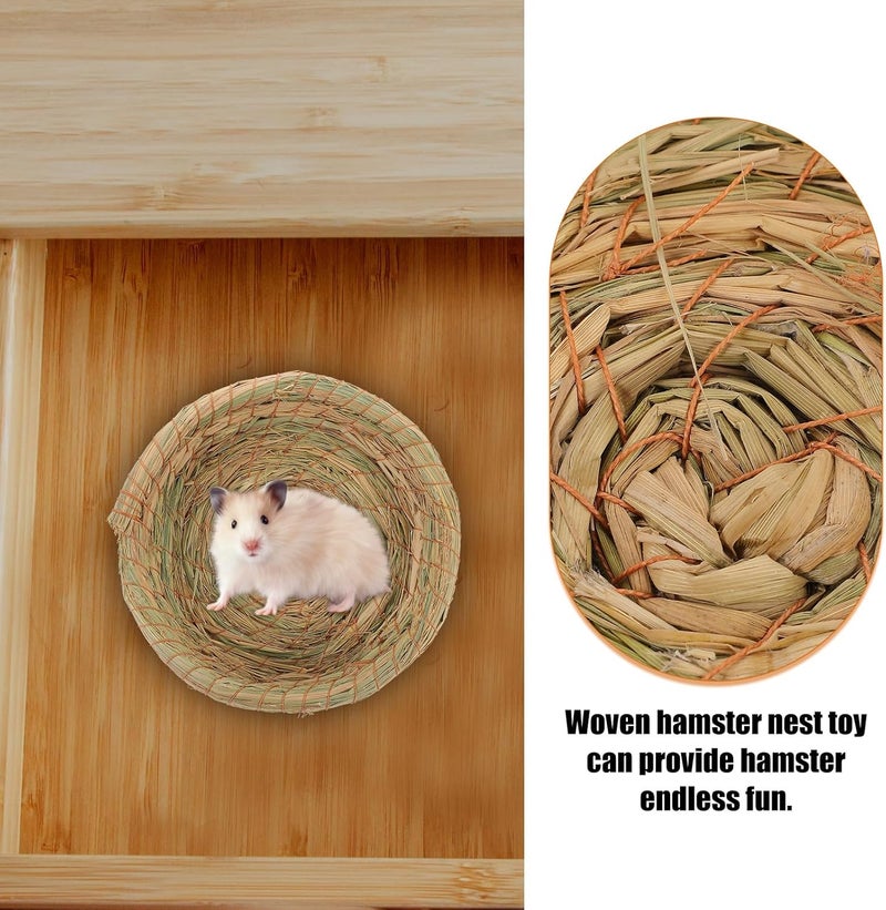 2pcs Small Animal Nest Woven Straw Mat Bedding Natural Straw Base Hamster Rat Chinchilla Pet Cage Sleep Mat for Guinea Pig and Rabbit - Image 3