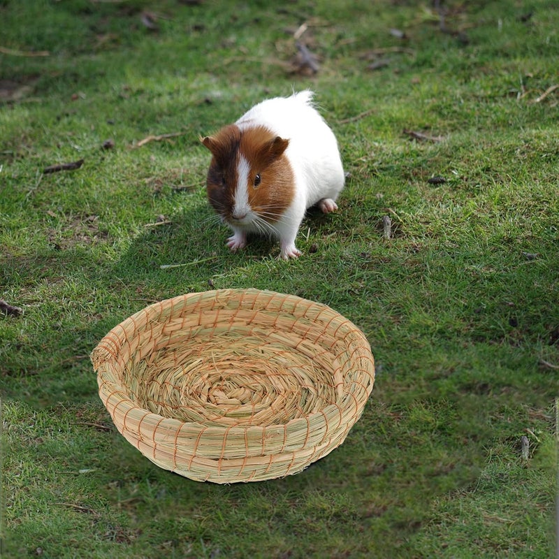 2pcs Small Animal Nest Woven Straw Mat Bedding Natural Straw Base Hamster Rat Chinchilla Pet Cage Sleep Mat for Guinea Pig and Rabbit - Image 4