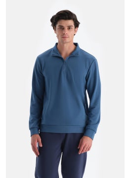 dagi Blue Men's Stand Collar Half Zipper Sweatshirt  - Image 1