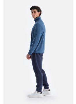 dagi Blue Men's Stand Collar Half Zipper Sweatshirt  - Image 3