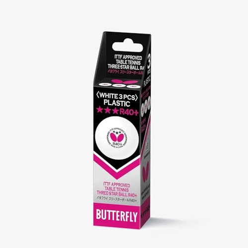 Butterfly R40+ 40mm White Ping Pong Balls - ITTF Certified Professional Table Tennis Balls - Poly Material - 3 Bolls - Image 2