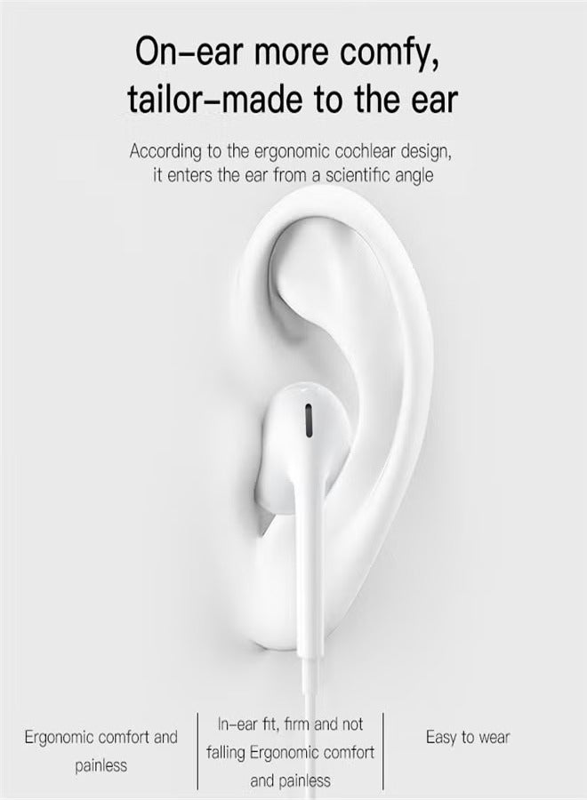USB-C Headphones for iPhone 16/15, Galaxy S23/S22/S21, iPad Pro, Pixel 7/6 – HiFi Stereo Earbuds with Microphone & Volume Control, Type-C Earphones for Clear Sound & Hands-Free Calls
