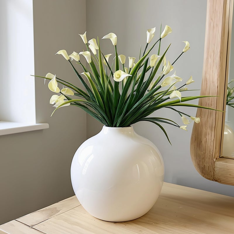 Willowy 75 Inch Large White Ceramic Vase with Glossy Finish White Vases for Flowers Round Vases for Decor for Flower for Pampas Grass