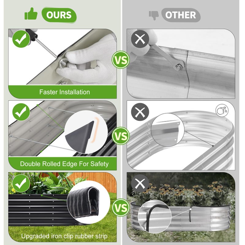 Permade Galvanized Raised Garden Bed Outdoor- Raised Beds for Gardening| Metal Planter Box, Steel Raised Garden Bed Kit with Safety Edging and Gloves for Vegetables, Flower, Herbs (6x2x1.4FT, Gray) - Image 4