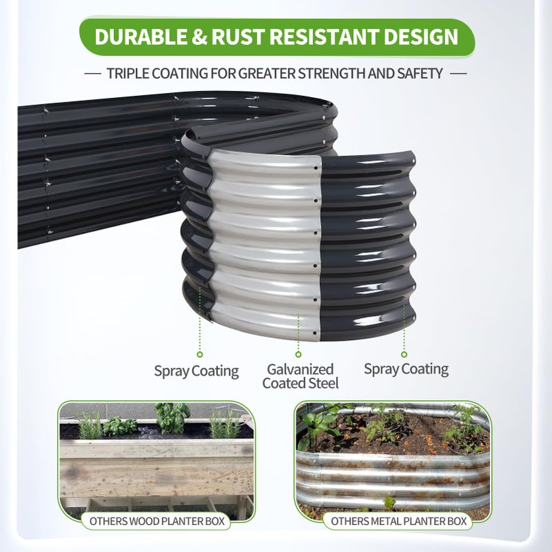 Permade Galvanized Raised Garden Bed Outdoor- Raised Beds for Gardening| Metal Planter Box, Steel Raised Garden Bed Kit with Safety Edging and Gloves for Vegetables, Flower, Herbs (6x2x1.4FT, Gray) - Image 3