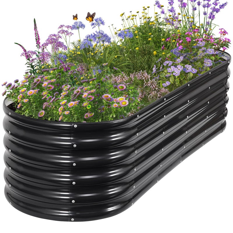 Permade Galvanized Raised Garden Bed Outdoor- Raised Beds for Gardening| Metal Planter Box, Steel Raised Garden Bed Kit with Safety Edging and Gloves for Vegetables, Flower, Herbs (6x2x1.4FT, Gray) - Image 1
